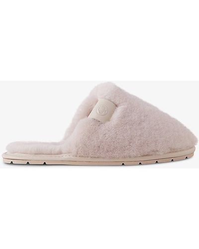 Mulberry Logo-patch Shearling Slippers - Multicolour