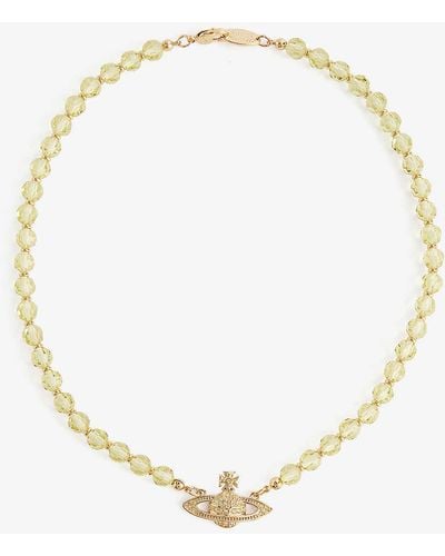 Vivienne Westwood Messaline Gold-tone Brass And Crystal-embellished Choker Necklace - Natural