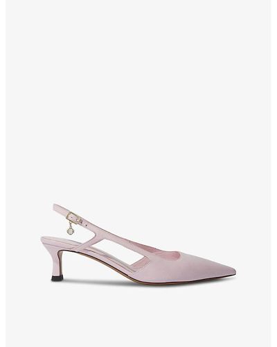 Maje Pointed-toe Kitten-heel Leather Pumps - White