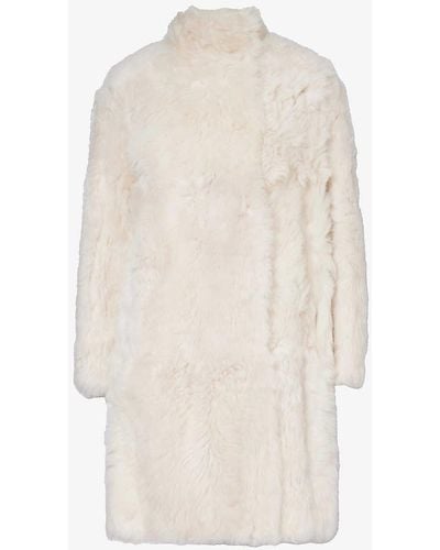 Yves Salomon Reversible Single-breasted Shearling Coat - White