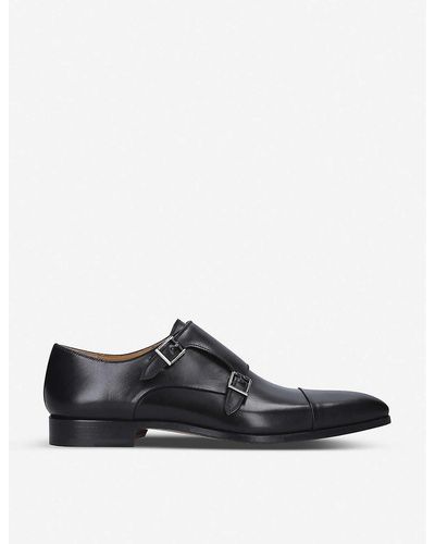 Magnanni Double Monk Strap Leather Shoes - Black