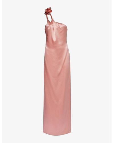 Magda Butrym Floral-embellished Slim-fit Silk Maxi Dress - Pink