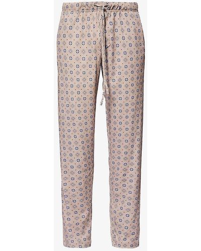 Hanro Patterned Drawstring-waist Cotton-jersey Trousers - Multicolour