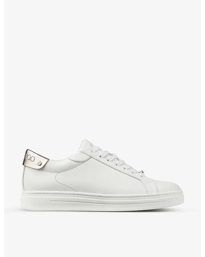 Jimmy Choo Rome/f Branded Leather Low-top Trainers - White