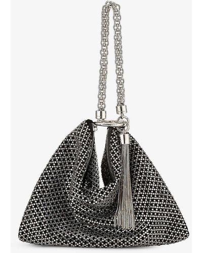Jimmy Choo Callie Crystal-embellished Leather Clutch Bag - Black