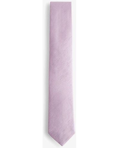 Ted Baker Textured-weave Silk And Linen Tie - Pink