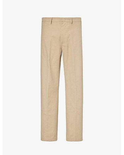 Bally Darted Straight-leg Cotton Pants - Natural