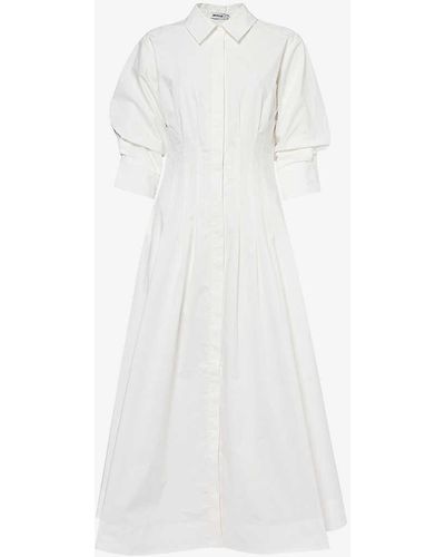 Jonathan Simkhai Jazz Pleated Cotton-blend Midi Dress - White