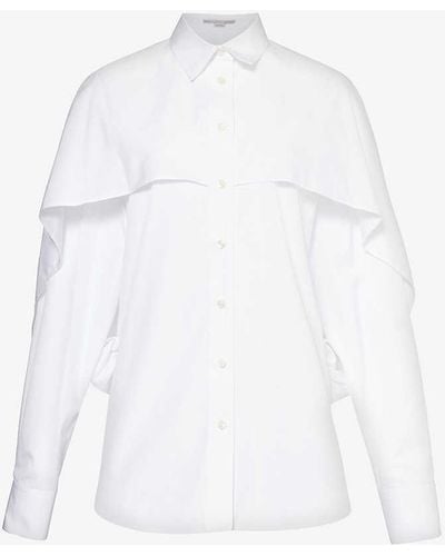 Stella McCartney Cape-overlay Relaxed-fit Cotton-poplin Shirt - White