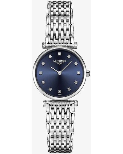 Longines L42094976 La Grande Classique Stainless-steel And Diamond Quartz Watch - Blue