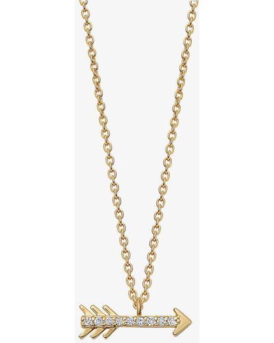 Astley Clarke Arrow 14ct Yellow-gold And 0.055ct Lab-grown Diamond Pendant Necklace - Metallic