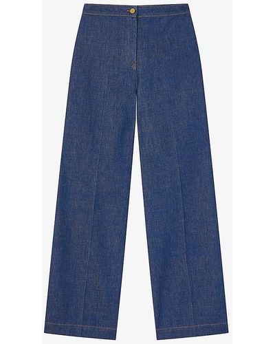 LK Bennett Ami Wide-leg High-rise Denim Trousers - Blue