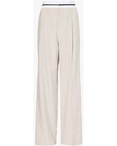 Viktoria & Woods Wilson Elasticated-waistband Straight-leg Relaxed-fit Cotton And Linen-blend Trouser - White