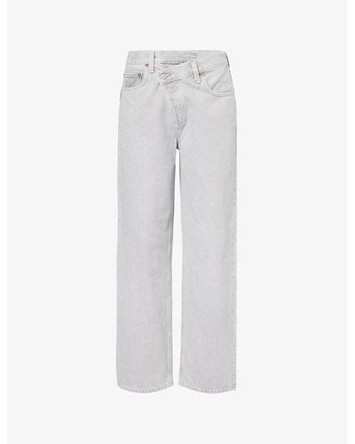 Agolde Criss Cross Wide-leg Mid-rise Organic-cotton Jeans - Gray
