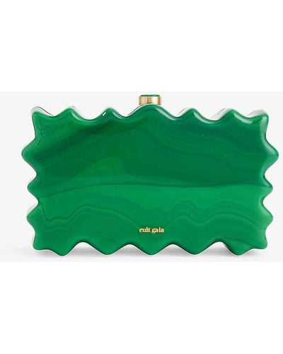 Cult Gaia Paloma Branded Acrylic Clutch Bag - Green