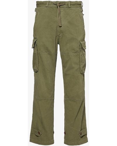 Polo Ralph Lauren Herringbone Belt-loop Relaxed-fit Straight-leg Cotton Trousers - Green