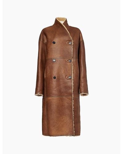 Anne Vest Serena Shearling-lined Leather Coat - Brown