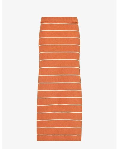 Pretty Lavish Louisa Stripe-pattern Knitted Maxi Skirt - Orange