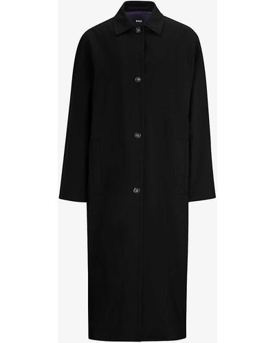 BOSS X Naomi Campbell Relaxed-fit Wool Coat - Black