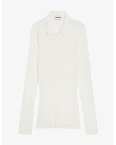 Claudie Pierlot Semi-sheer Collared Modal And Silk Shirt - White