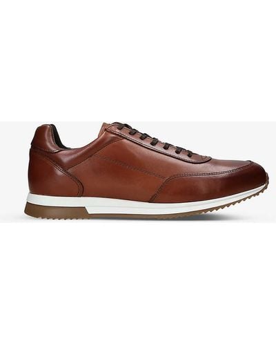 Loake Bannister Tonal-stitching Leather Low-top Trainers - Brown