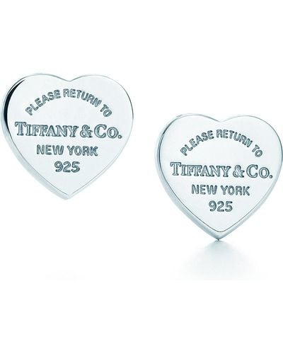 Tiffany & Co. Return To Tiffany™ Mini Heart Tag Earrings In Sterling Silver - Metallic