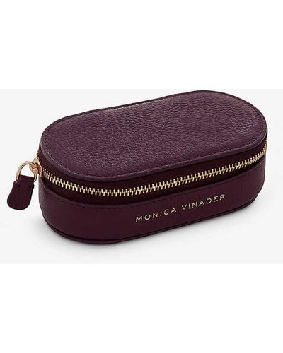 Monica Vinader Mini Oval Logo-print Leather Jewellery Box - Purple