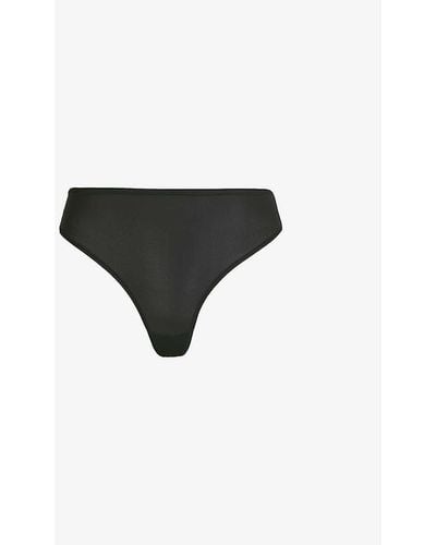 Skims Fits Everybody Mid-rise Stretch-woven Thong - Black