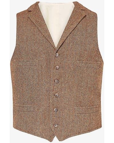Polo Ralph Lauren Herringbone V-neck Regular-fit Wool Gilet - Brown