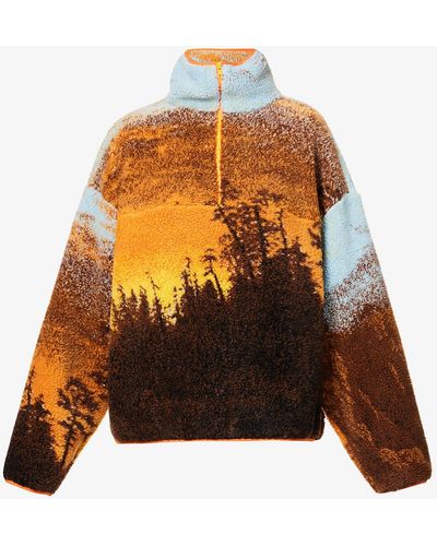 Conner Ives Hudson Graphic-print Fleece Sweater - Orange