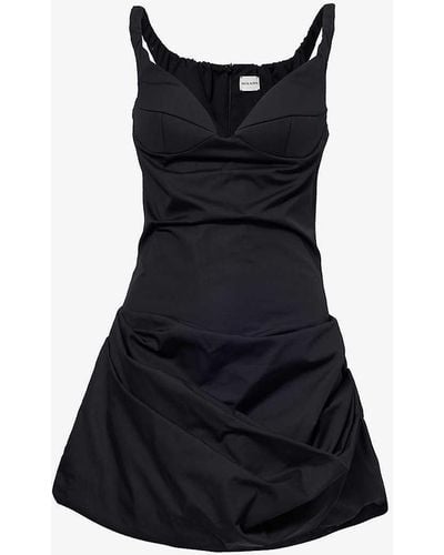 Magda Butrym Sweetheart-neck Puffed-hem Cotton Mini Dress - Black