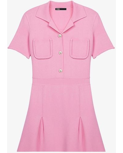 Maje Radene Woven Mini Dress - Pink