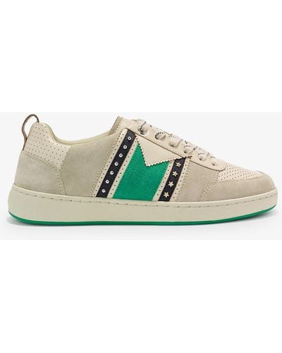 Maje Furious Embellished Suede And Mesh Sneakers - Multicolour