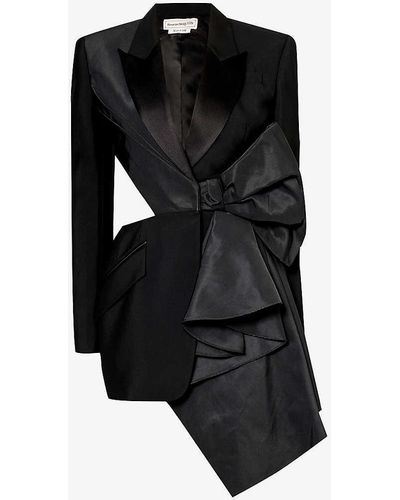 Alexander McQueen Cut-out Bow-embellished Wool Blazer - Black
