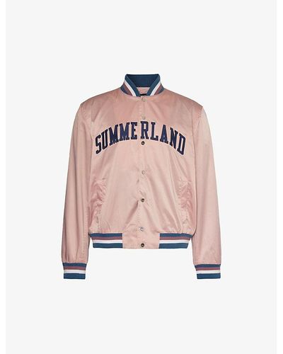 NAHMIAS Summerland Boxy-fit Satin Varsity Jacket - Pink