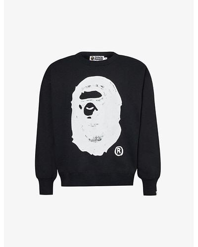 A Bathing Ape X Joshua Vides Branded-print Cotton-jersey Sweatshirt - Black
