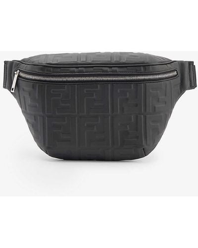 Fendi Monogram-embossed Leather Belt Bag - Grey