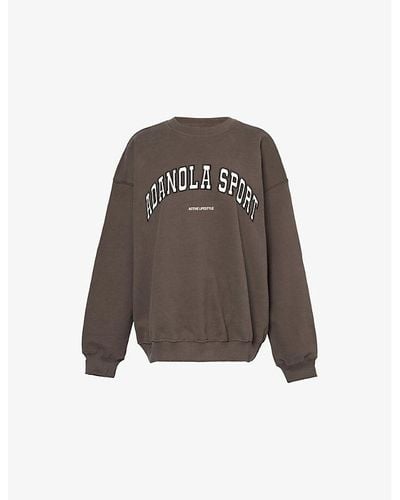 ADANOLA Oversized-fit Logo-embroidered Organic-cotton Sweatshirt - Brown