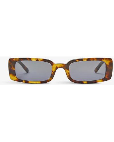 Hot Futures Wild Child Tortoiseshell Rectangle-frame Acetate Sunglasses - Gray