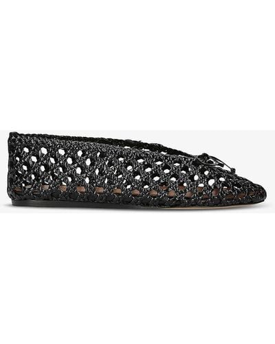 Le Monde Beryl Regency Bow-embellished Leather Slippers - Black