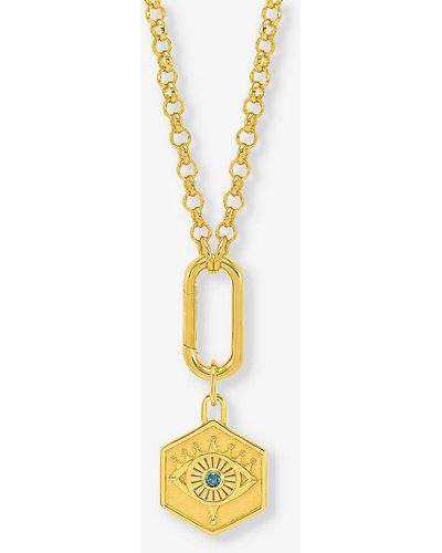 Rachel Jackson Hardware Protective Evil-eye 22ct Yellow- Plated Sterling-silver And Topaz Pendant Necklace - Metallic