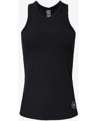 adidas By Stella McCartney Logo-print Slim-fit Stretch-recycled Polyamide Top - Black