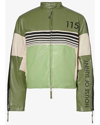 House Of Sunny The Racer Branded Faux-leather Jacket - Green