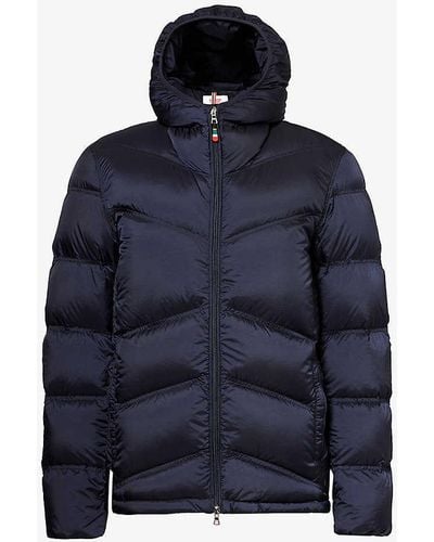 Orlebar Brown High-neck Brand-tab Regular-fit Woven- Down Hooded Jacket - Blue