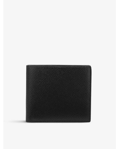 Smythson Ludlow Bi-fold Grained Leather Wallet - Black