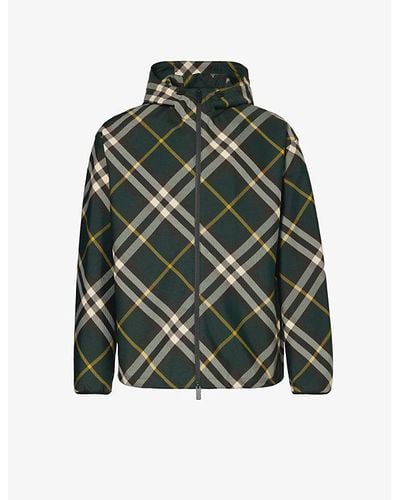 Burberry Brand-check Funnel-neck Shell Jacket - Green