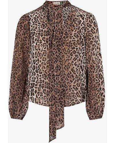 RIXO London Moss -print Relaxed-fit Silk Top - Brown