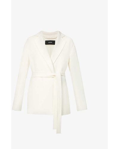 JOSEPH Belted Wool And Cashmere-blend Coat - White