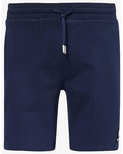 Sandbanks Brand-patch Elasticated-waistband Organic Cotton-blend Jersey Shorts Xx - Blue