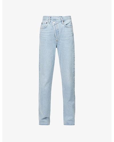 Agolde Criss Cross Straight-leg High-rise Organic-cotton Jeans - Blue